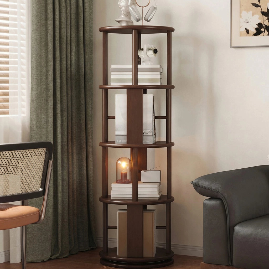 360° Rotating Bookshelf, Solid Rubber Wood - Image 2