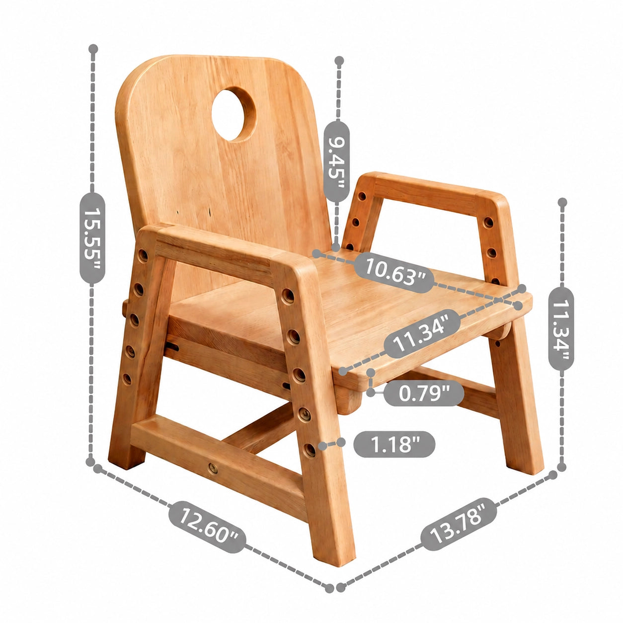 Adjustable Toddler Chair, Solid Beech Wood - Image 5