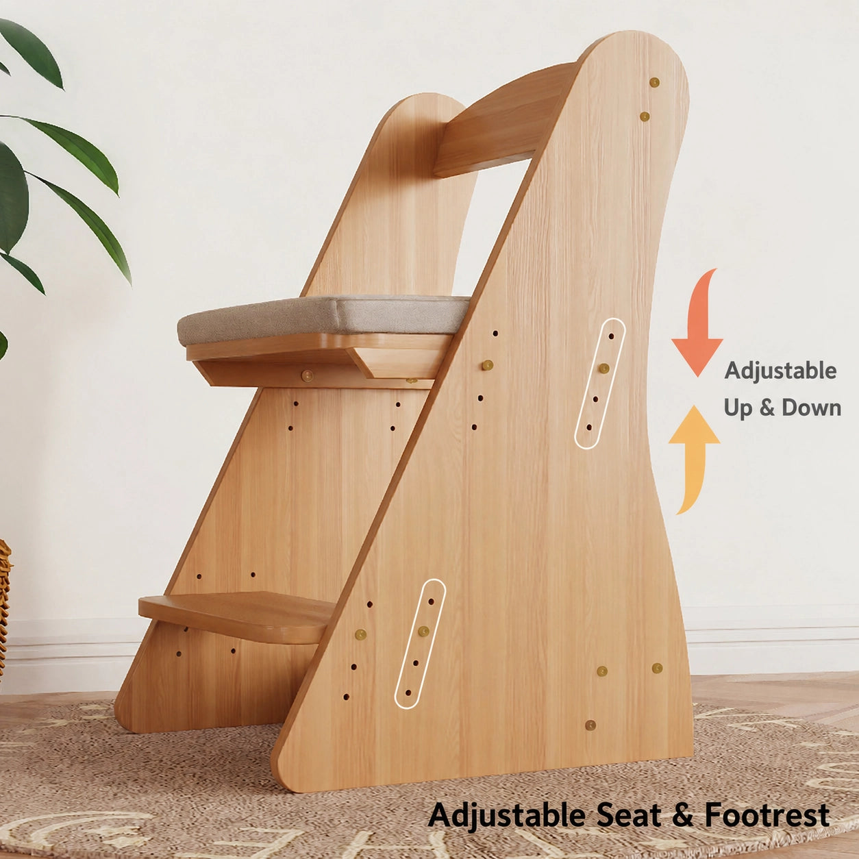 Children’s Study Desk and Adjustable Chair Set, Pine-Core Engineered Wood - Image 8