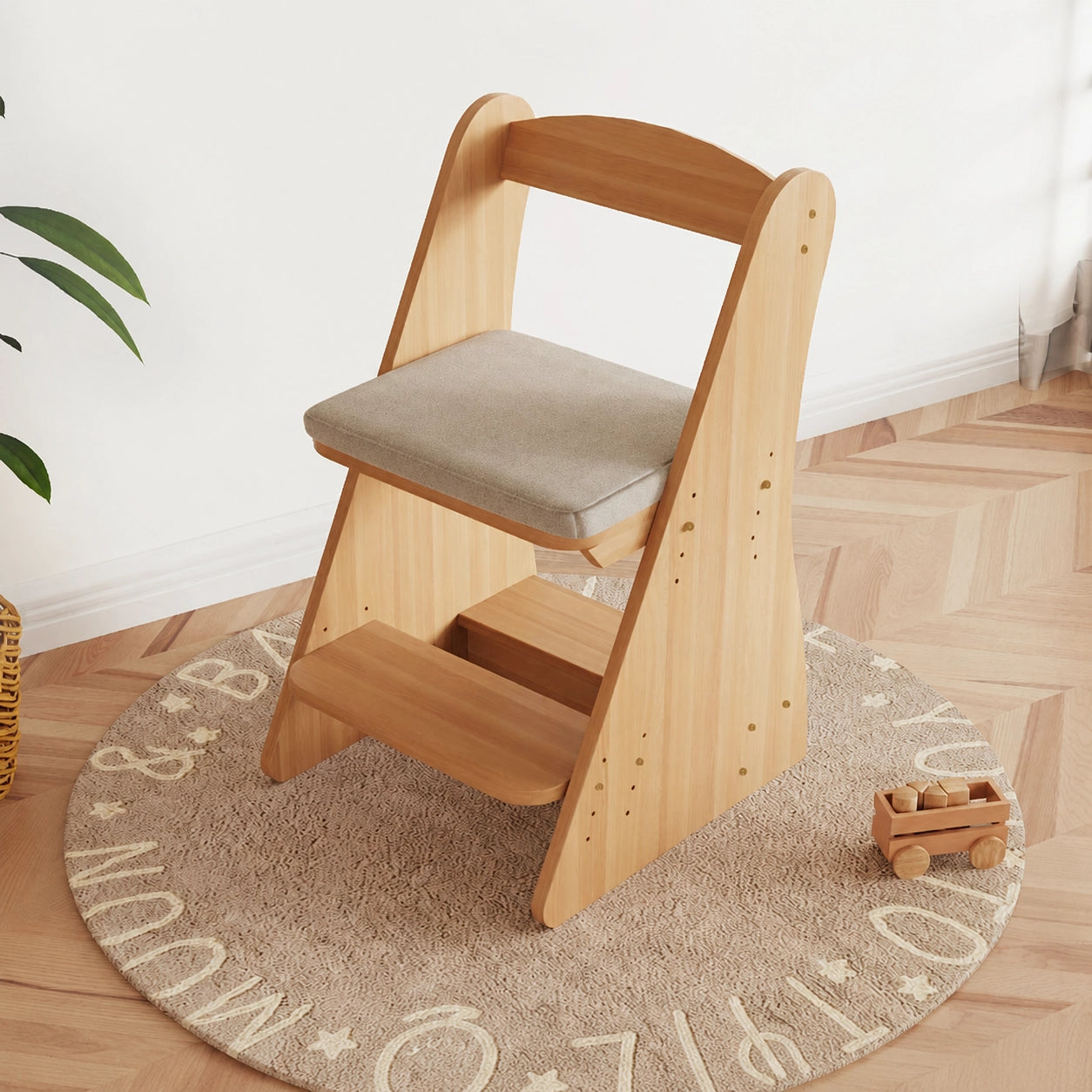Children’s Study Desk and Adjustable Chair Set, Pine-Core Engineered Wood - Image 7