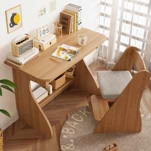Children’s Study Desk and Adjustable Chair Set, Pine-Core Engineered Wood