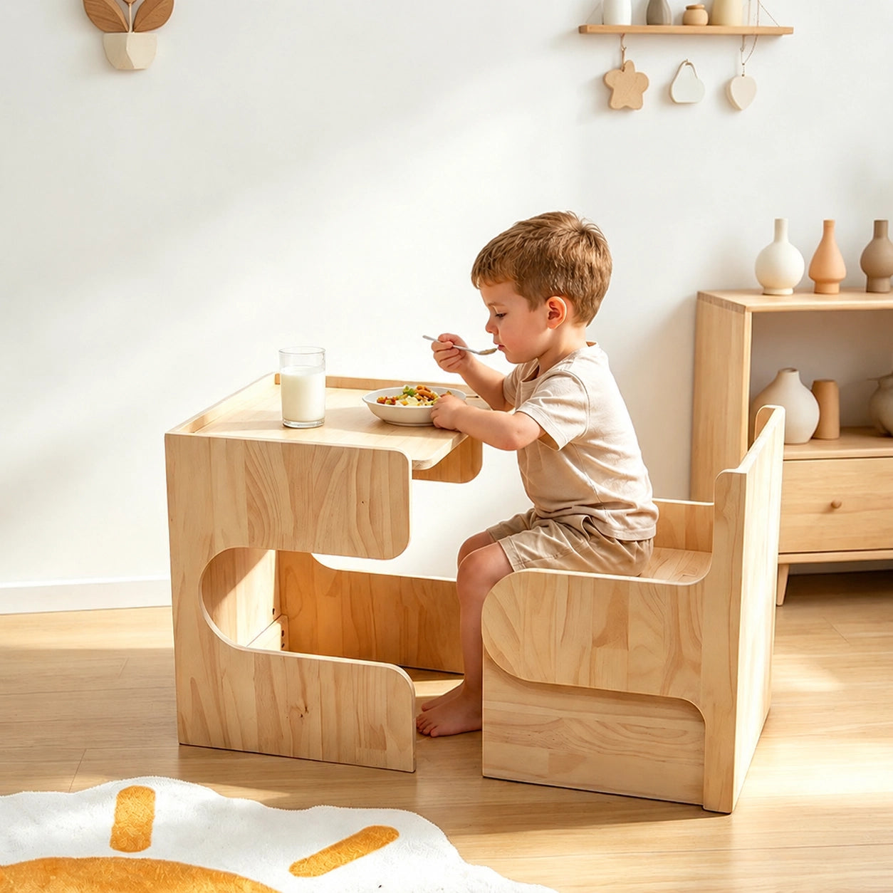 Convertible Toddler Table and Chair Set, Solid Pine - Image 3
