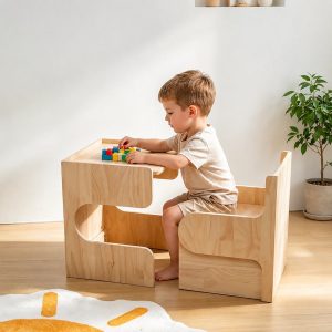 Convertible Toddler Table and Chair Set, Solid Pine