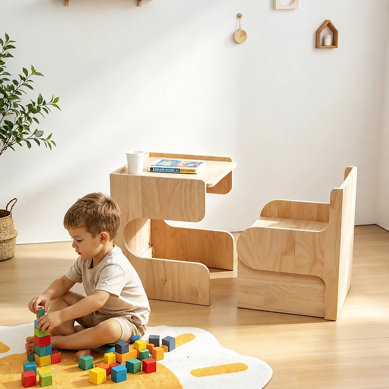Convertible Toddler Table and Chair Set, Solid Pine - Image 2