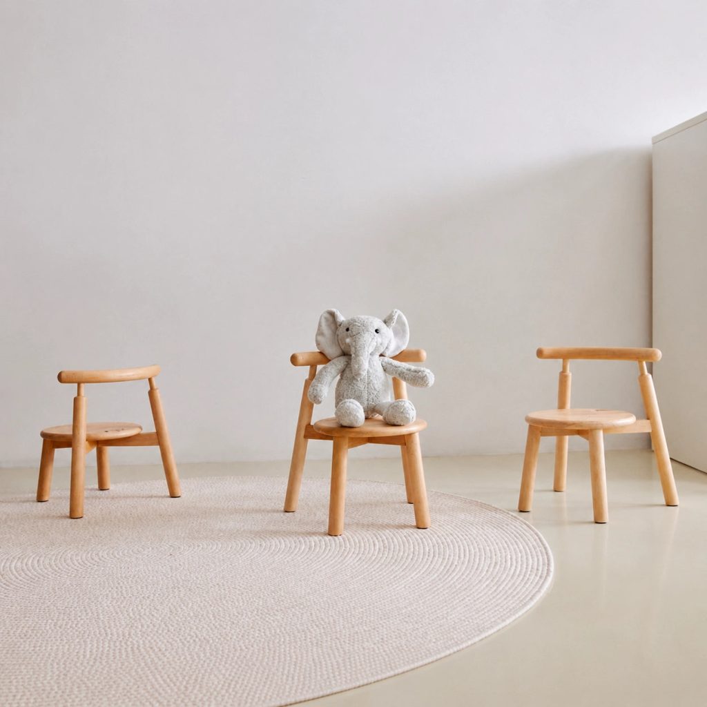 Curved Backrest Toddler Chair, Solid Beech Wood