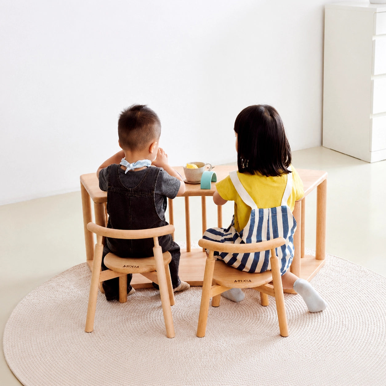 Curved Backrest Toddler Chair, Solid Beech Wood - Image 5