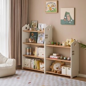 House-Shaped Kids Bookshelf, Solid Rubberwood