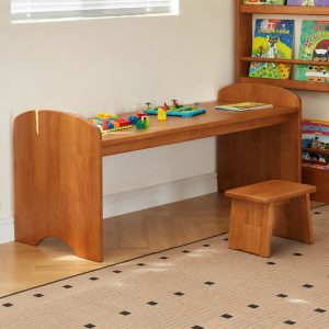 Kids Activity Table and Stool, Solid Rubber Wood