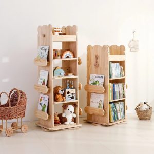 Kids Rotating Bookshelf, Solid Pine