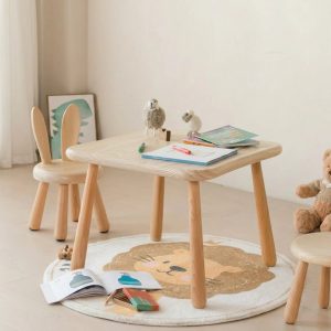 Kids Table and Bunny Chair, Solid Pine