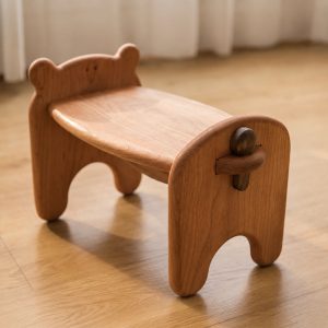 Toddler Assembly Bear Stool, Solid Cherry Wood